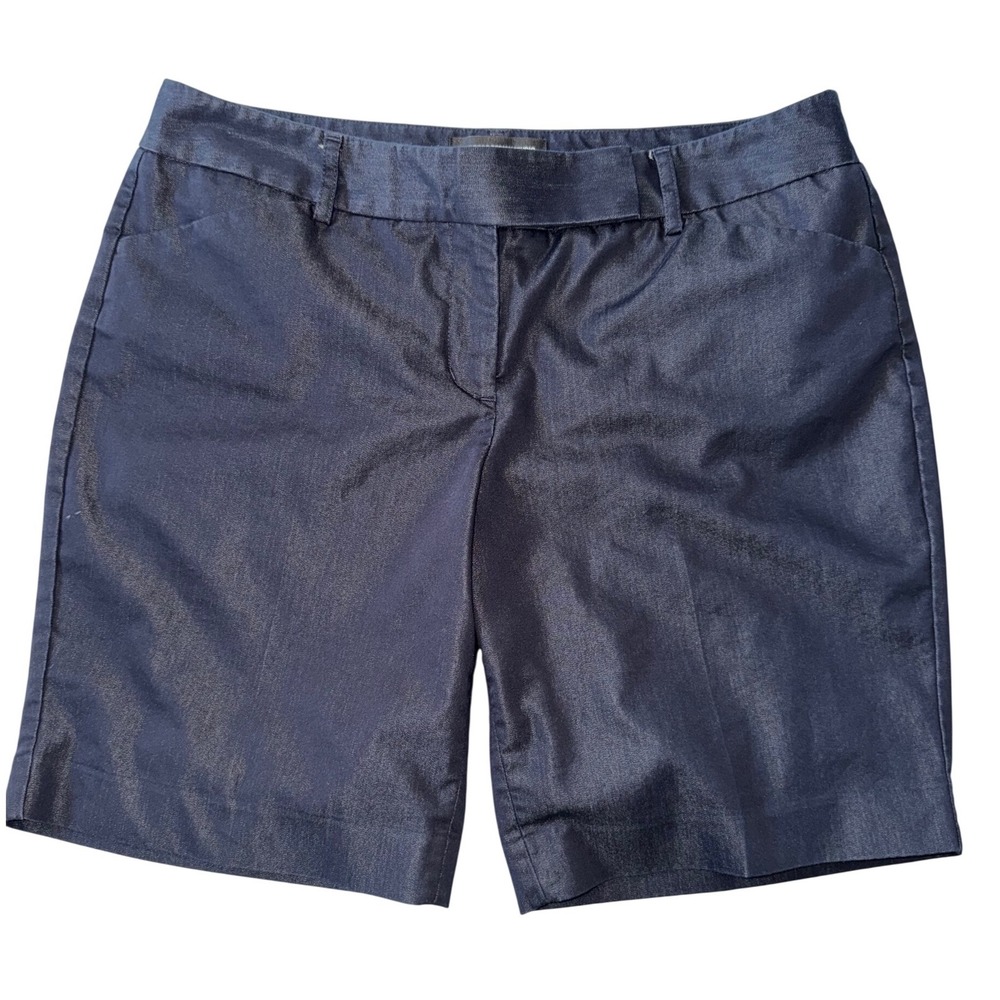Express Design Studio Editor Navy Blue Metallic Sheen Shorts Womens Mid Rise 8
